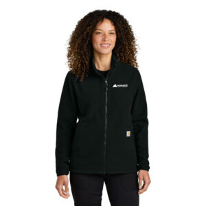 Carhartt® Women’s Textured Full-Zip Fleece Jacket (Black) with logo Embroidered