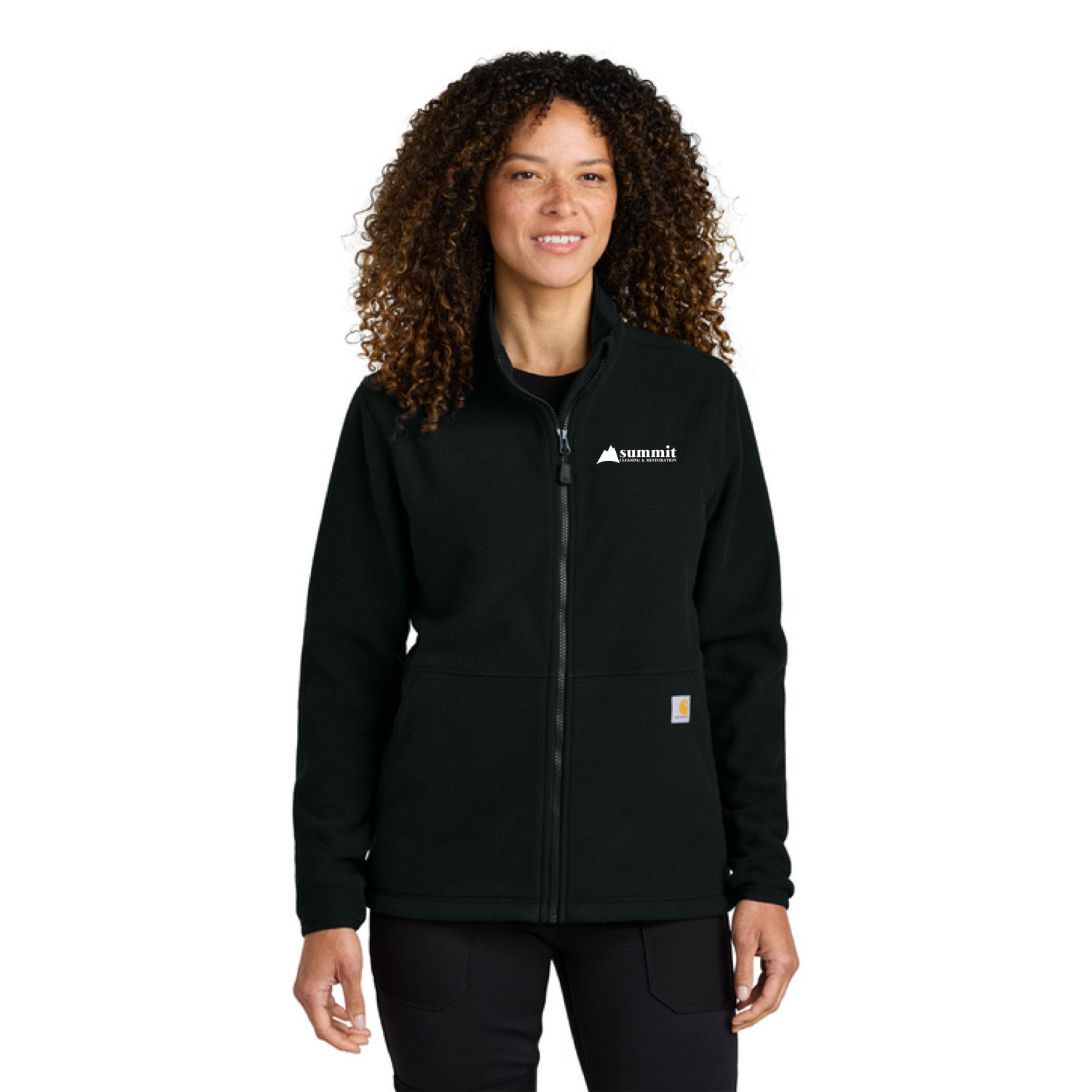 Carhartt® Women’s Textured Full-Zip Fleece Jacket (Black) with logo Embroidered