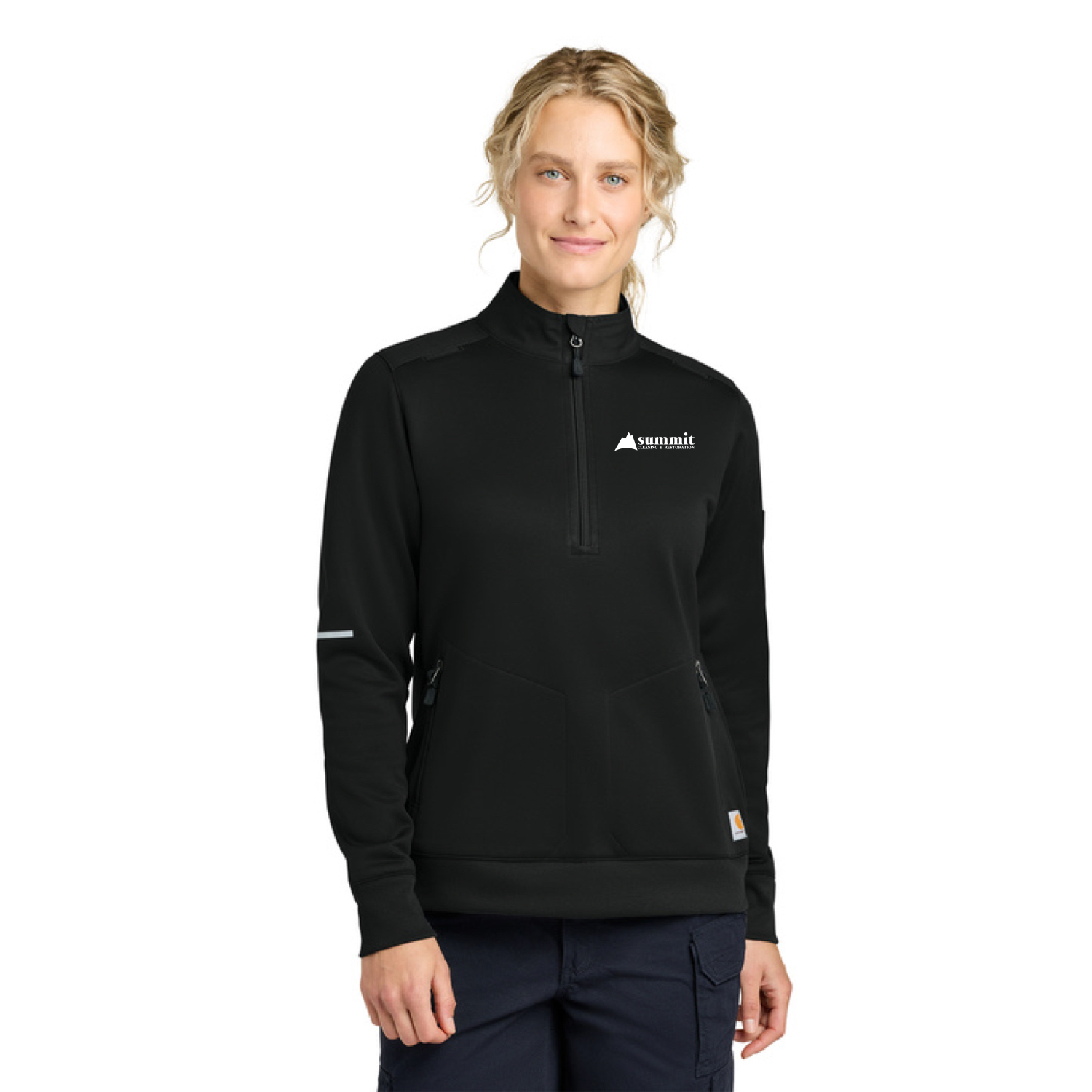 Carhartt® Women’s FLD & RSCU 1/2-Zip Mid-Layer (Black) with logo Embroidered