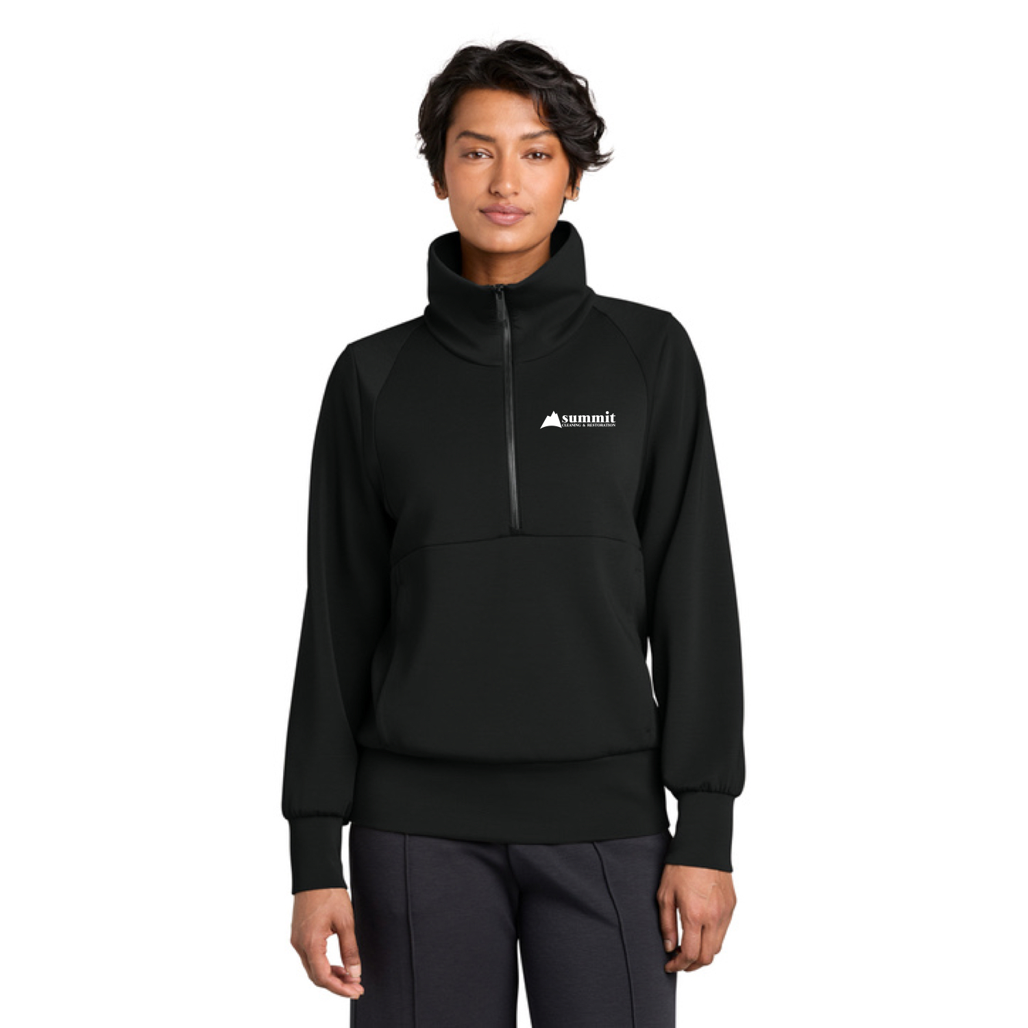 MiiR® Women’s Kumo 1/4-Zip Pullover (Black) with logo Embroidered
