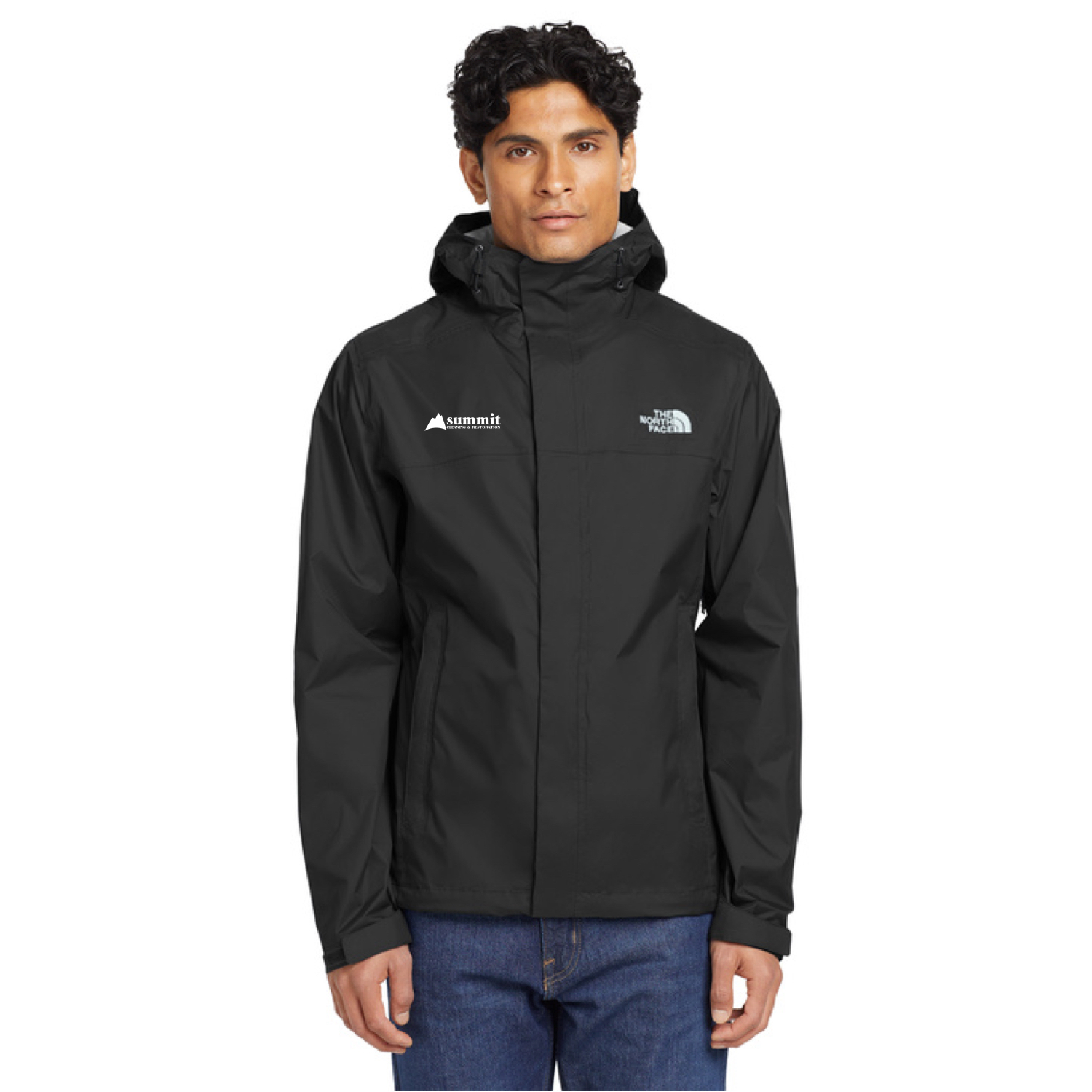 The North Face® DryVent™ Rain Jacket (Black) with Logo Embroidered