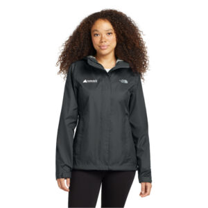 The North Face® Women's DryVent™ Rain Jacket (Black) with Logo Embroidered