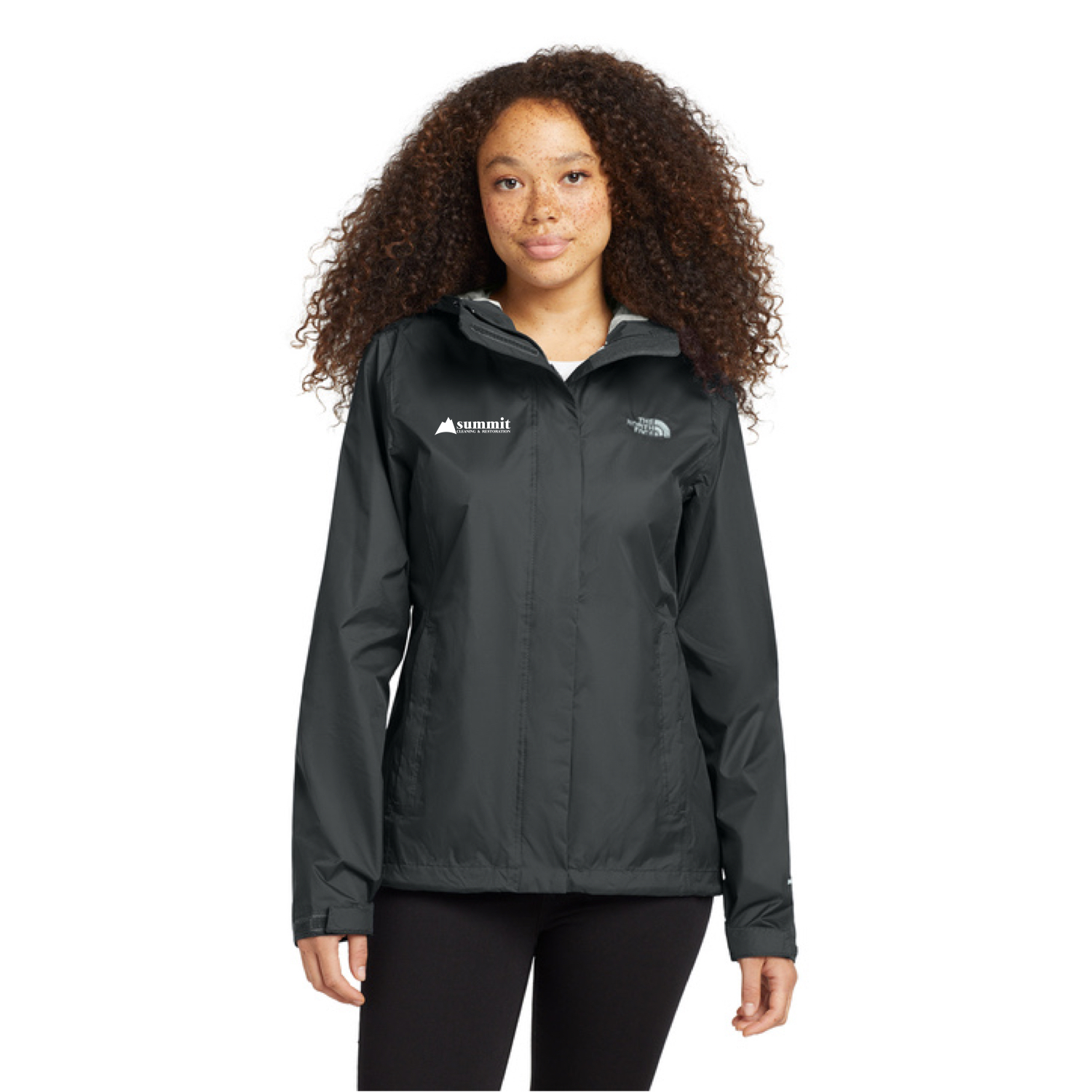 The North Face® Women's DryVent™ Rain Jacket (Black) with Logo Embroidered