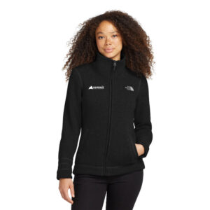 The North Face® Women's Sweater Fleece Jacket (Black) with logo Embroidered