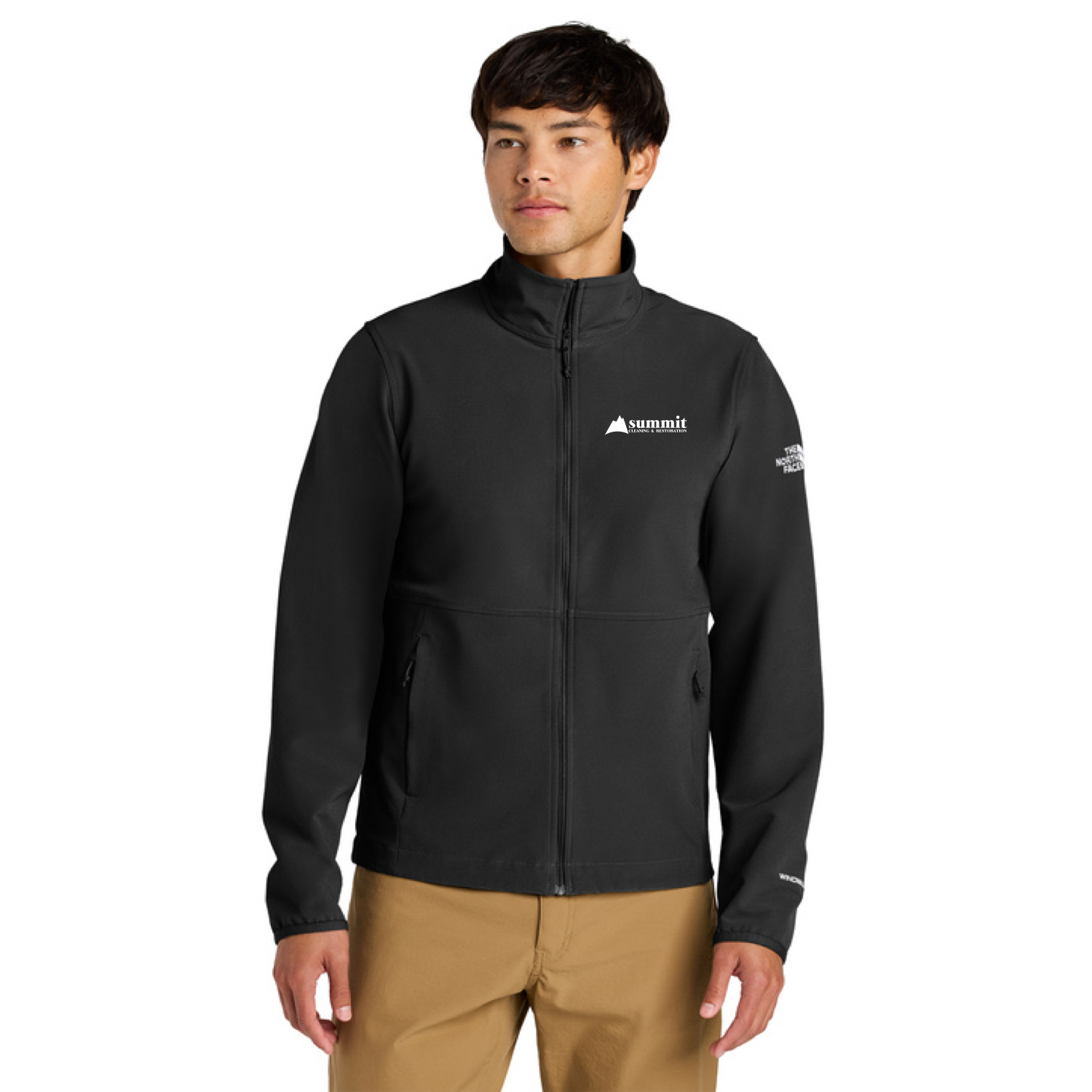 The North Face® Edge Stretch Soft Shell Jacket (Black) with logo Embroidered