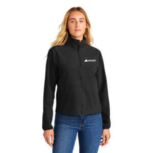 The North Face® Women’s Edge Stretch Soft Shell Jacket (Black) with logo Embroidered