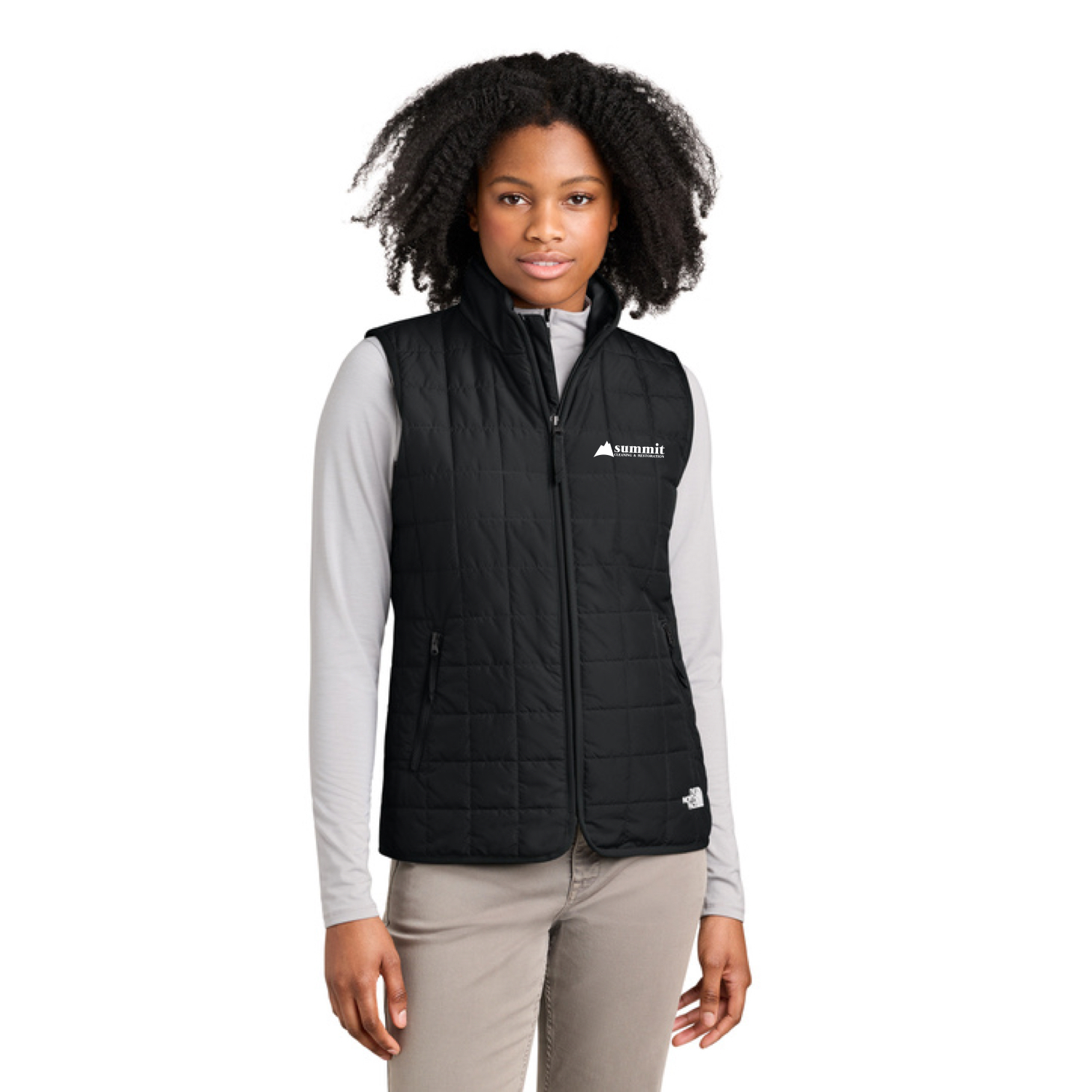 The North Face® Women’s Iron Drift Quilted Vest (Black) with logo Embroidered